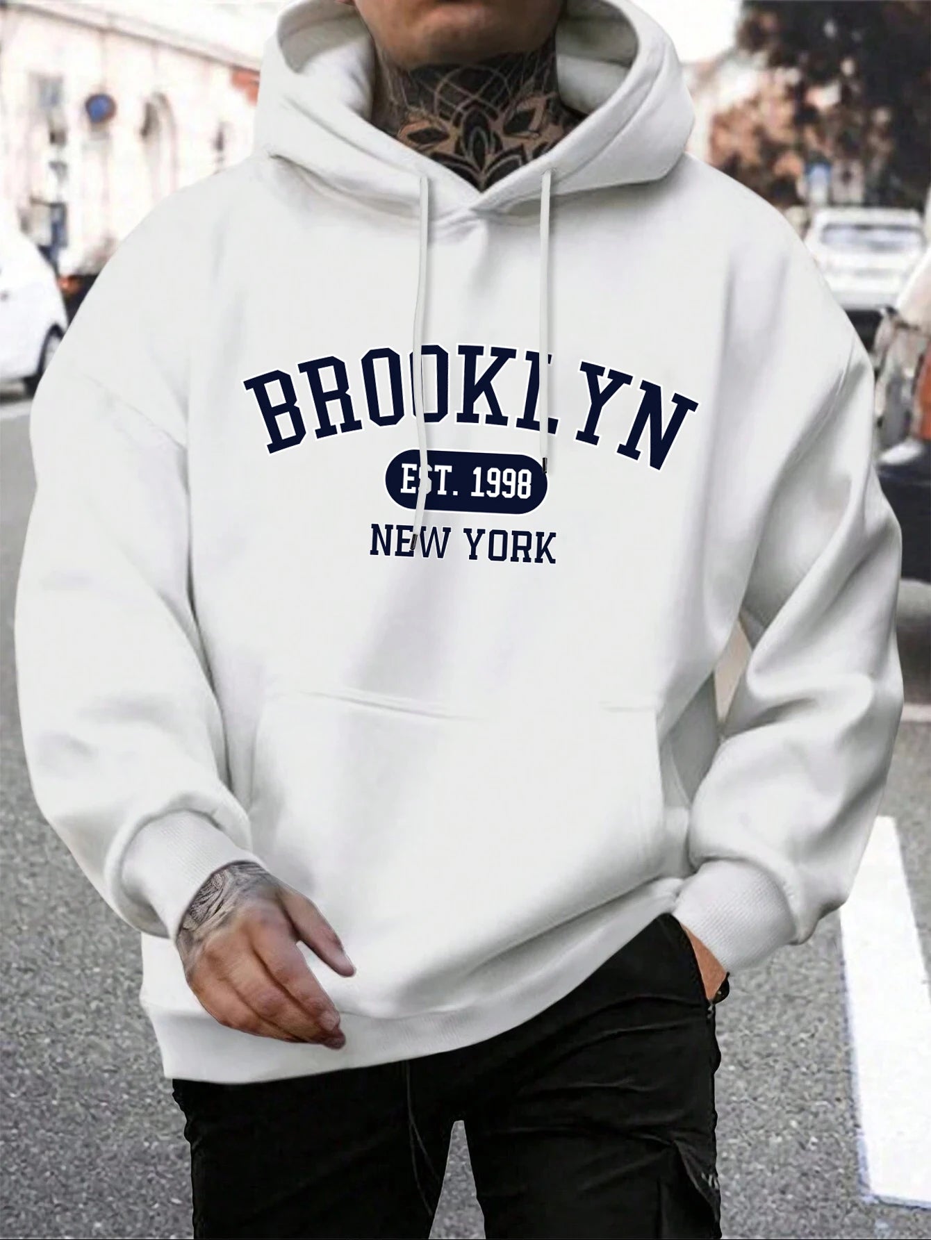 Brooklyn Est 1998 New York Printing, Men Hoodies Crewneck Fashion Oversize.