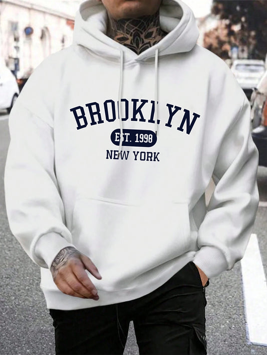 Brooklyn Est 1998 New York Printing, Men Hoodies Crewneck Fashion Oversize.