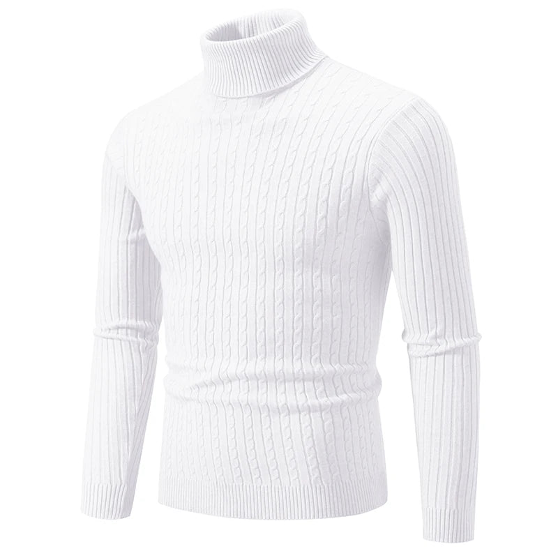 New Men High Neck Sweater, Solid Color Pullover Knitted Warm Casual Turtleneck Woolen Winter Outdoor Tops.