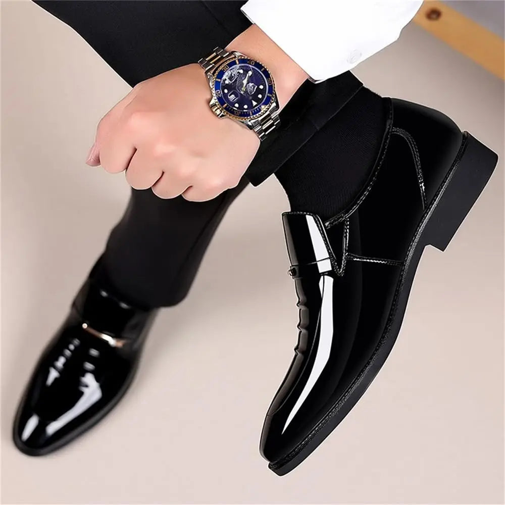 Men Dress Shoes Formal Business Oxford, High Gloss Patent Slip On Loafers, Comfortable Casual Shoe For Men.