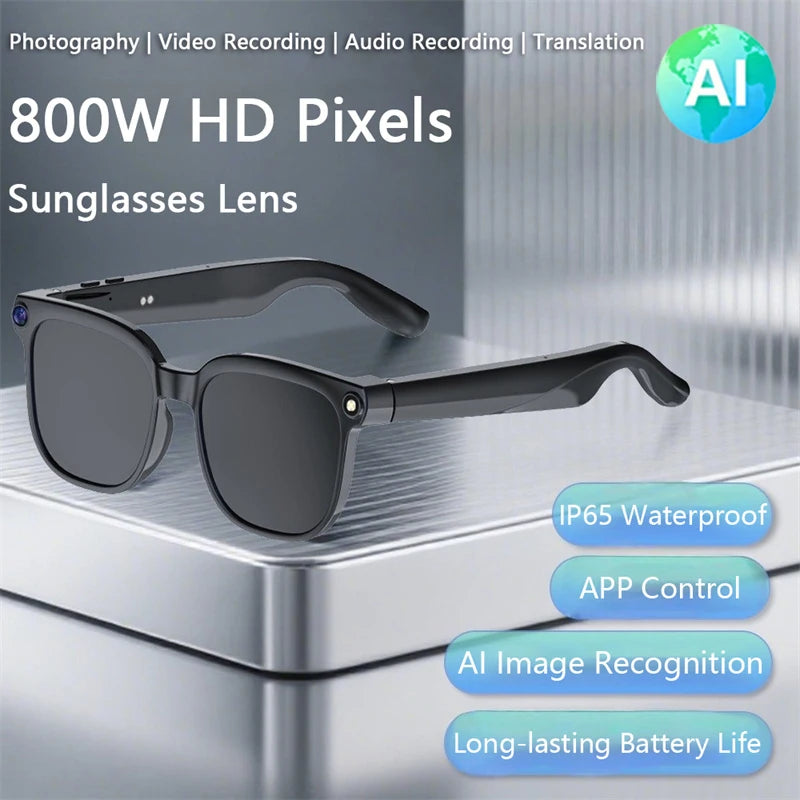 4K AI Smart Bluetooth Glasses, Chat GPT 800W pixel Shooting, Waterproof ,Camera, Photo, Video ,Voice Call Translation Smart Glasses.