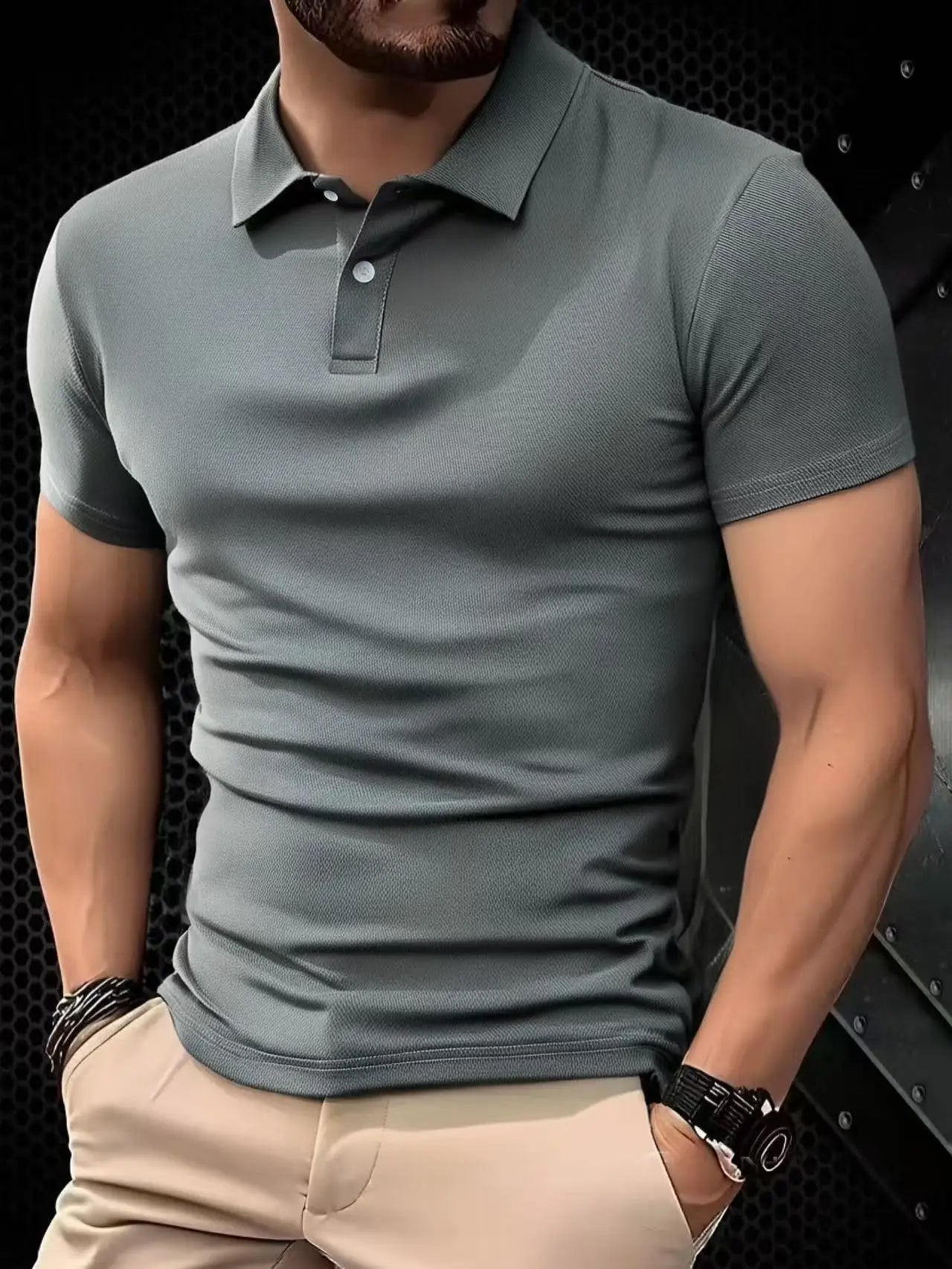 Solid color polo shirt ultra-light men, quick-drying sweat shirt.