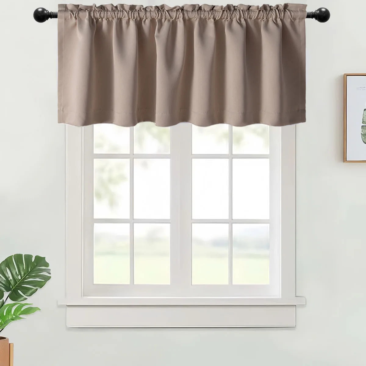 1PC, Valance Curtains Blackout Thermal Insulated Rod Pocket.