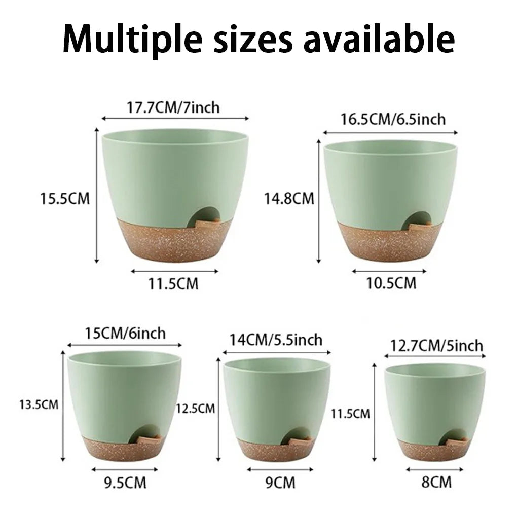 5Pcs Self Watering Planters with Drainage, Large Flower Pot  Indoor Outdoor Plants