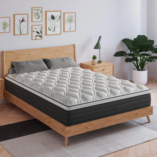 12"14" Gel Memory Foam Hybrid Pocket Spring Mattress Twin, Full, King, Queen Bed Mattress In A Box, Medium Firm Motion Isolation.