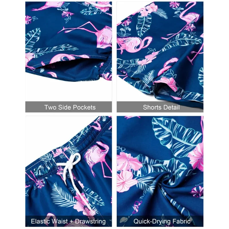 New Men Summer Holiday Suit Textured Printed Shirt Short Sleeve, Two Piece Men Breathable Pool Suit.
