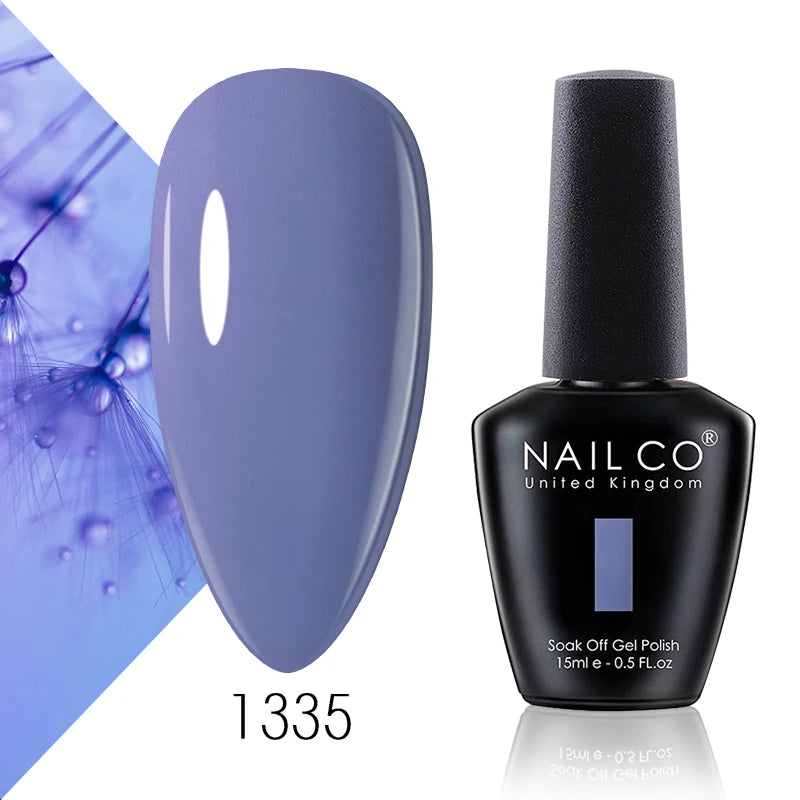 NAILCO 15ml Color Gel Nail Polish Soak Off, Hybrid Varnishes Manicure, UV&LED Nail Gel Semi Permanent Lacquer Base Top Coat.