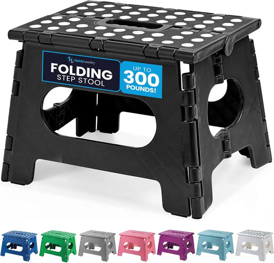 Folding Step Stool with 9 Inch Height (Pack of 1),Holds Up to 300 lbs.