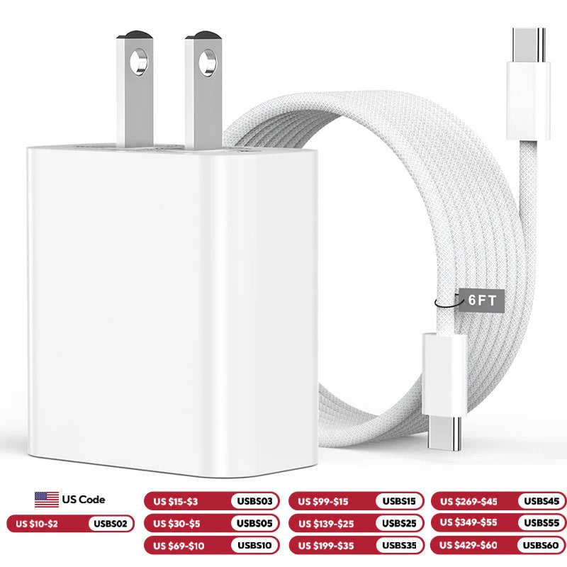 40W PD Fast Charger For iPhone, 17 16 15 Pro Max USB C to C, Fast Charging Cable For Samsung S25 S24 Air Pods Phone Accessories.