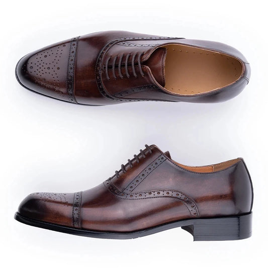 Classic Brogue Shoe Men Business, New Style Genuine Cowhide, Handmade Formal Office, Wedding, Party Dress Shoes.