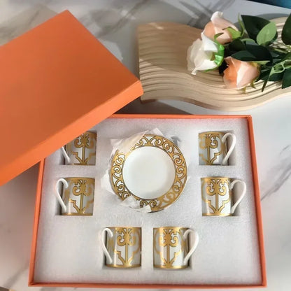 Gift Box Set 12Pcs Ceramic Espresso Coffee Cup Striped Dot