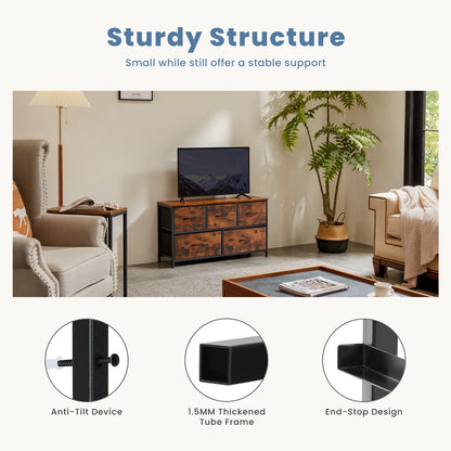 Living Room Display Cabinet  With 5 Fabric Drawers.  Steel Frame Assembly for Clothes.