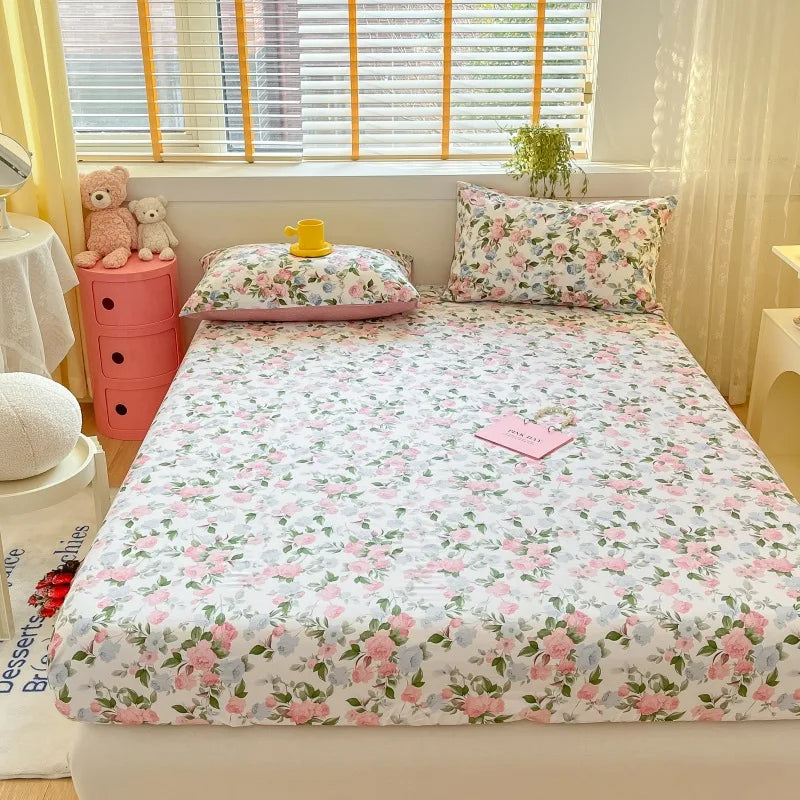 2025 New 100% Cotton Bed Sheet Flower Series Double , King Sheets For Girls, Boys, Single, Queen King Size