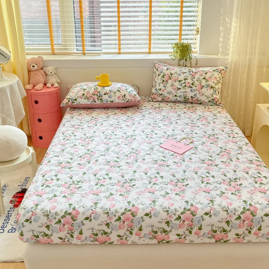 2025 New 100% Cotton Bed Sheet Flower Series Double , King Sheets For Girls, Boys, Single, Queen King Size