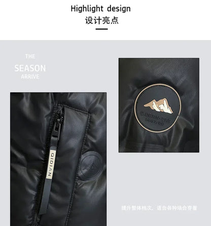 White Duck Down Jacket Men's  Luxury  Leather Windproof Coat