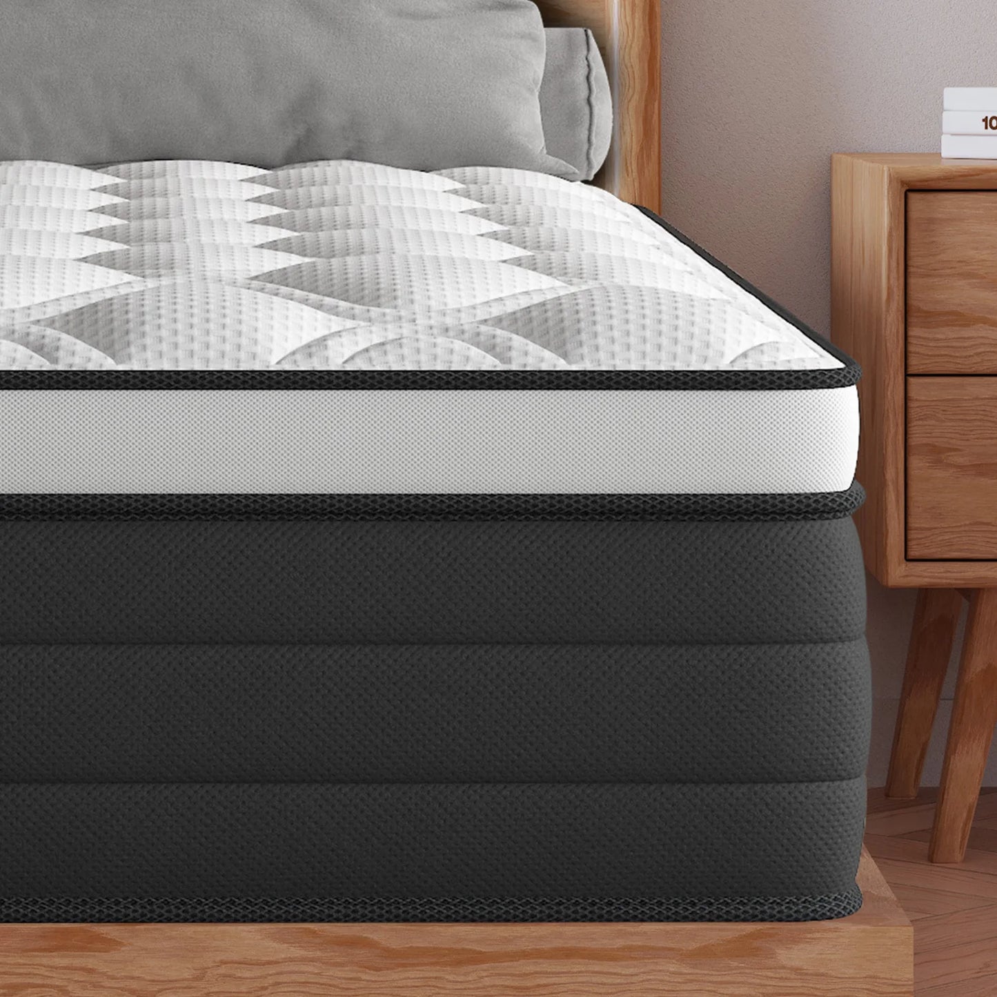 12"14" Gel Memory Foam Hybrid Pocket Spring Mattress Twin, Full, King, Queen Bed Mattress In A Box, Medium Firm Motion Isolation.