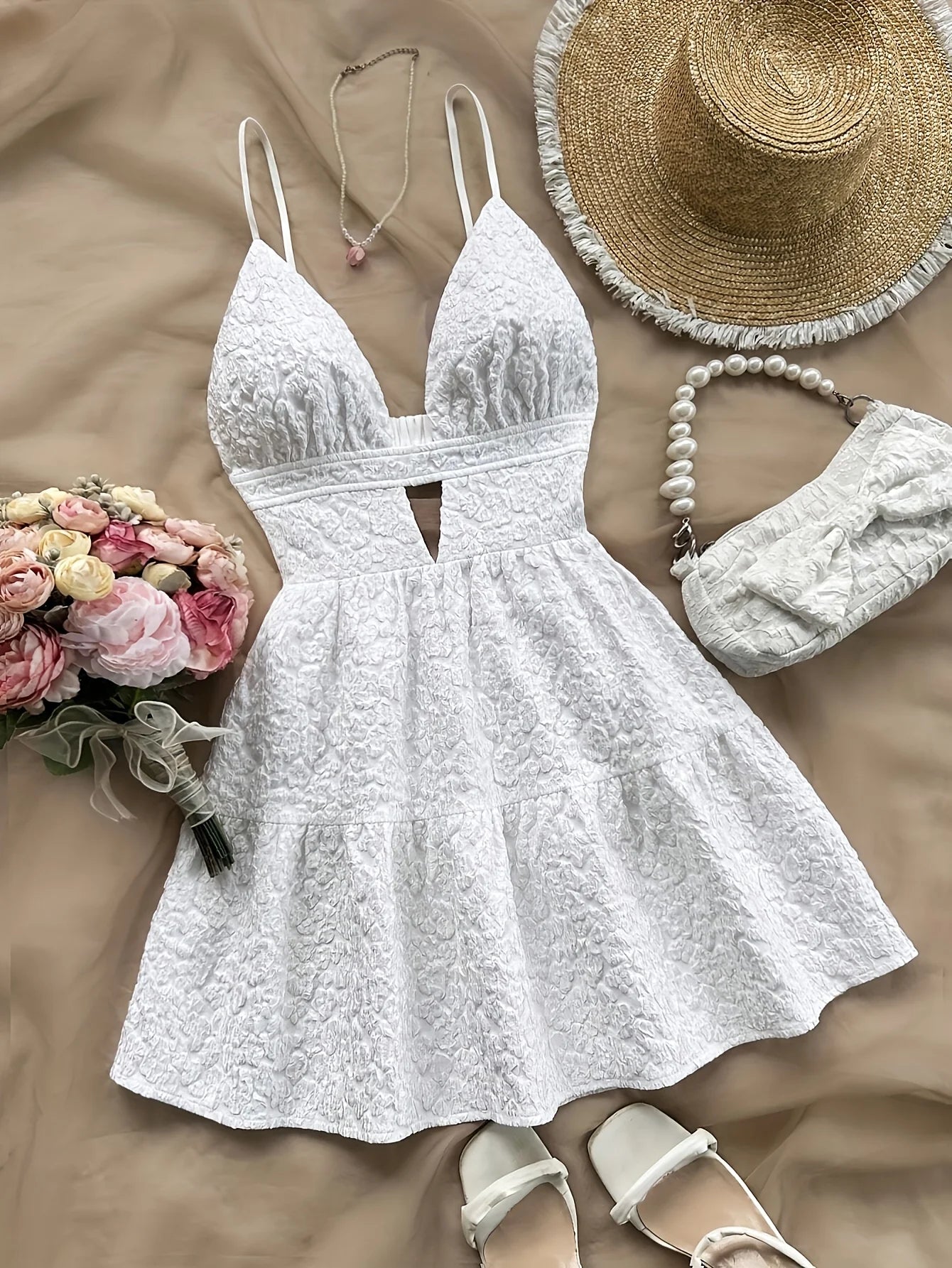 Women Spring Summer Pure Color Strapless, Backless ,Elegant Dress Chic Minimalist Design.