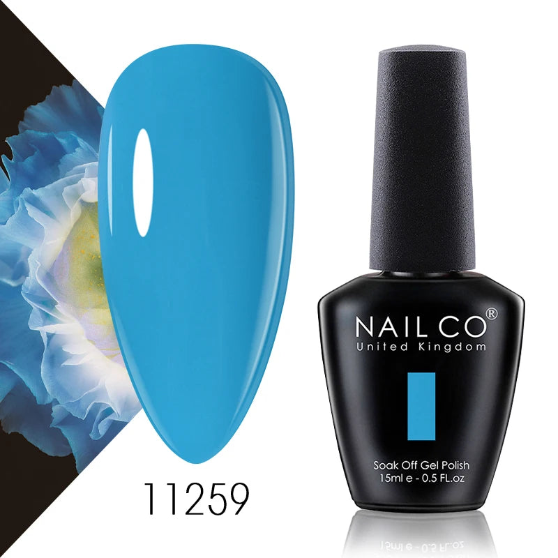 NAILCO 15ml Color Gel Nail Polish Soak Off, Hybrid Varnishes Manicure, UV&LED Nail Gel Semi Permanent Lacquer Base Top Coat.