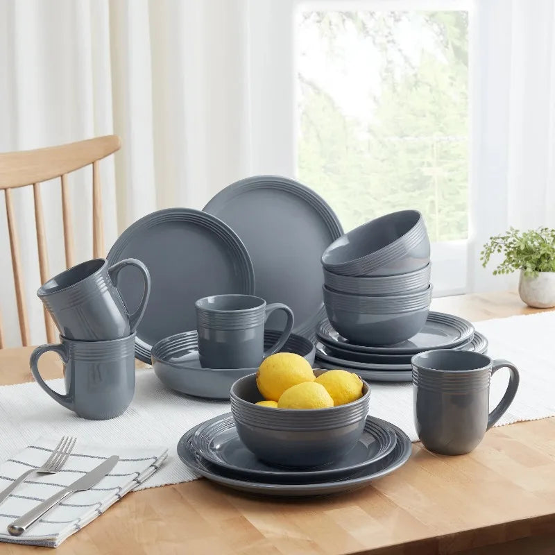 Beautiful 16-piece earth ware tableware set, available in multiple colors, easy to clean, suitable for home use.