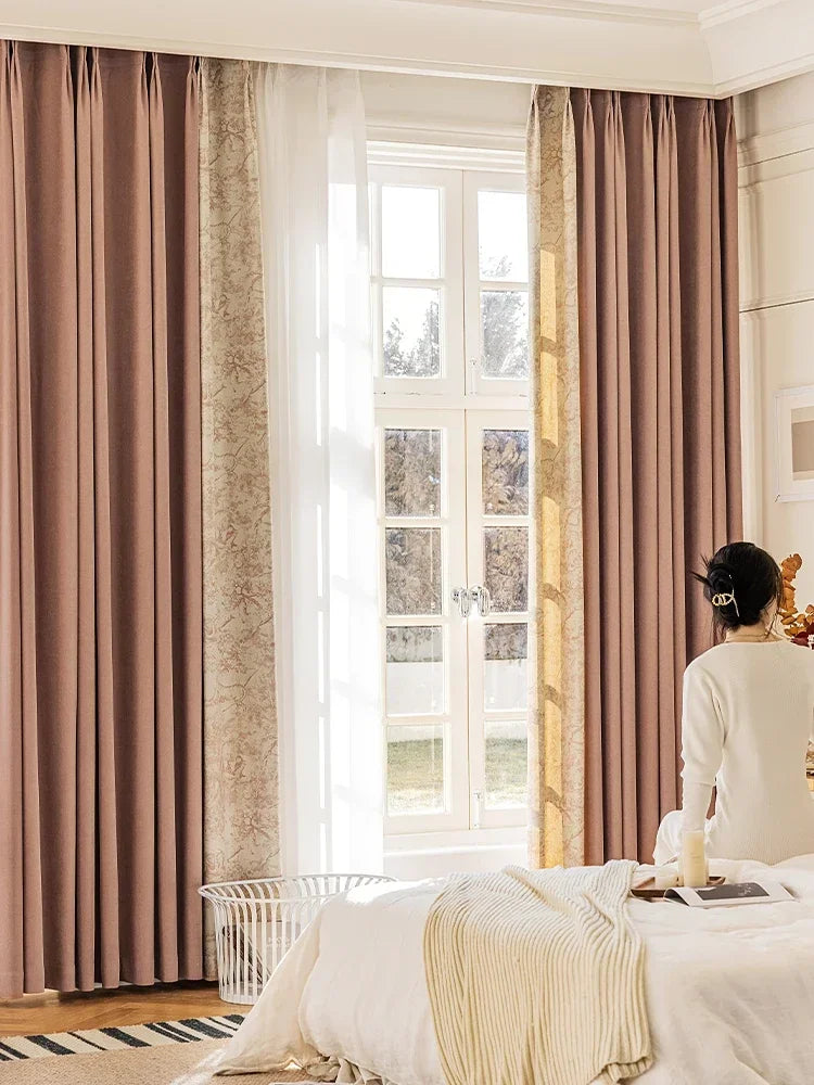 Rideaux pour Salon Chambre à Coucher, Rideaux Occultants à Chevrons en Chenille Beige, Isolation Thermique pour la Maison
