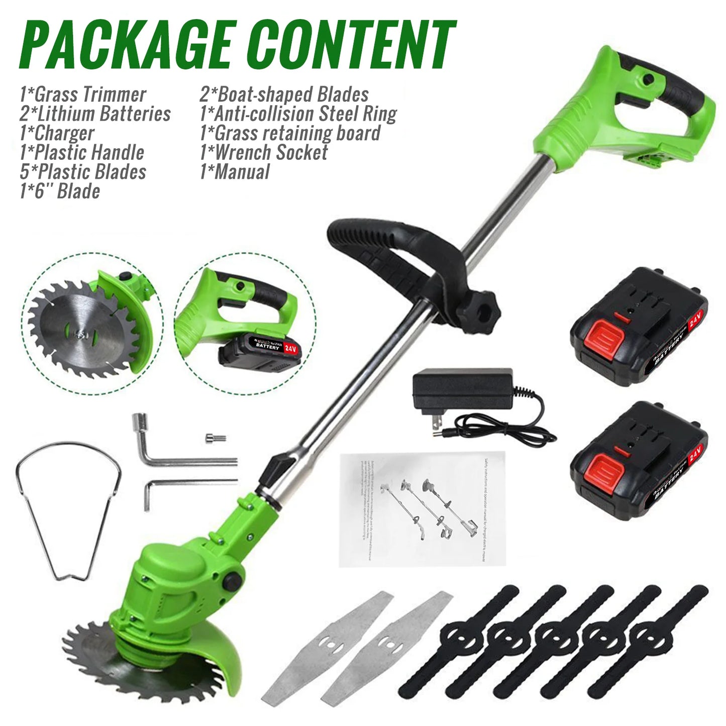 Weed Trimmer Electric Brushless  Fast Charger With 2 batteries