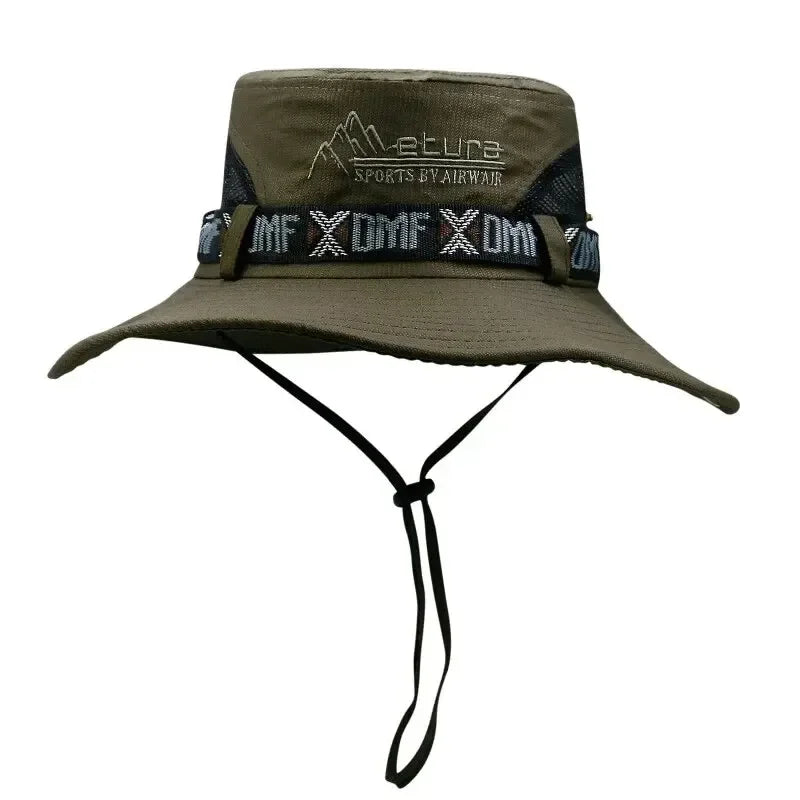 1Set bucket hat Summer Men UV Protection Hiking, Beach, Sunscreen Cap Hunting Fisherman Safari Hat.