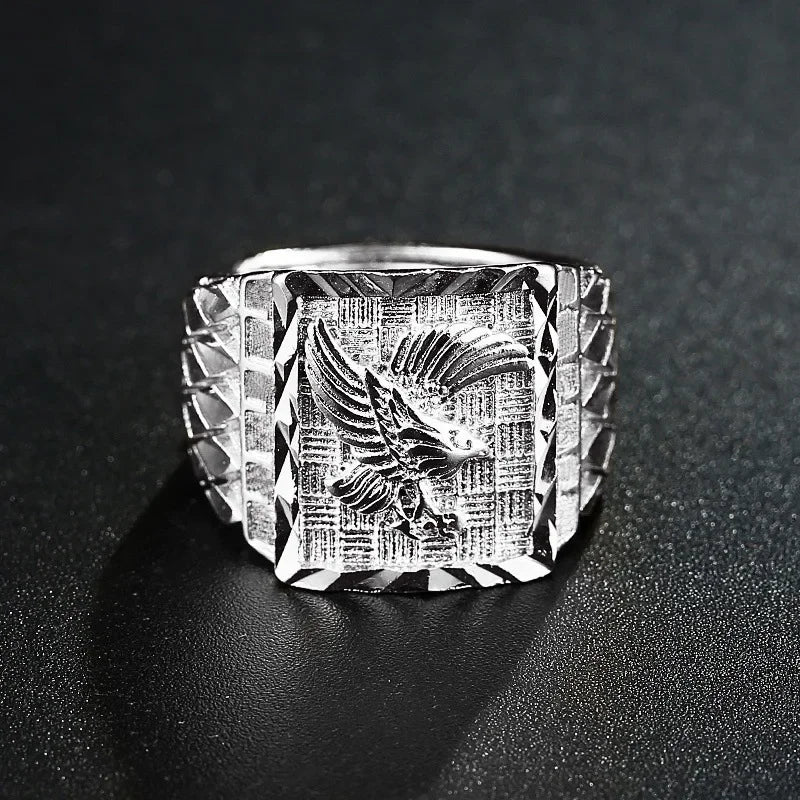 New Hot Sale Fashion Retro Style Square Black Mirror Men Ring.