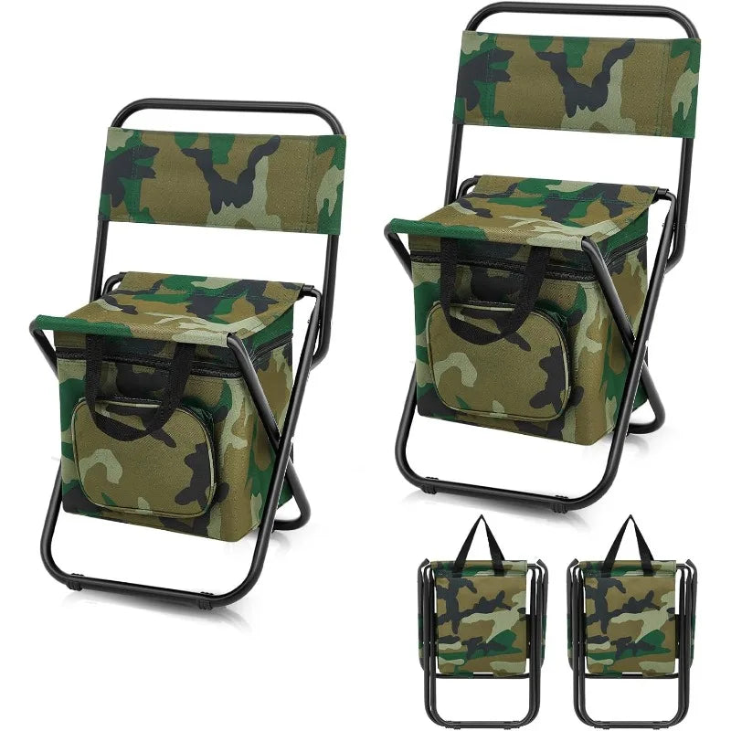 Fishing Chair with Cooler Bag, Foldable Fishing Stool Supports 220Lbs, Portable Lightweight Chair Outdoor Camping.