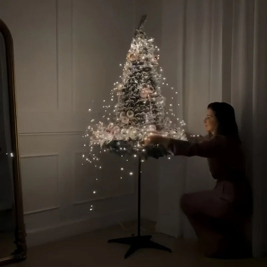 1.2m-2.1m Foldable Pre-Decorated Christmas Tree, Pop-Up Festive Decoration.