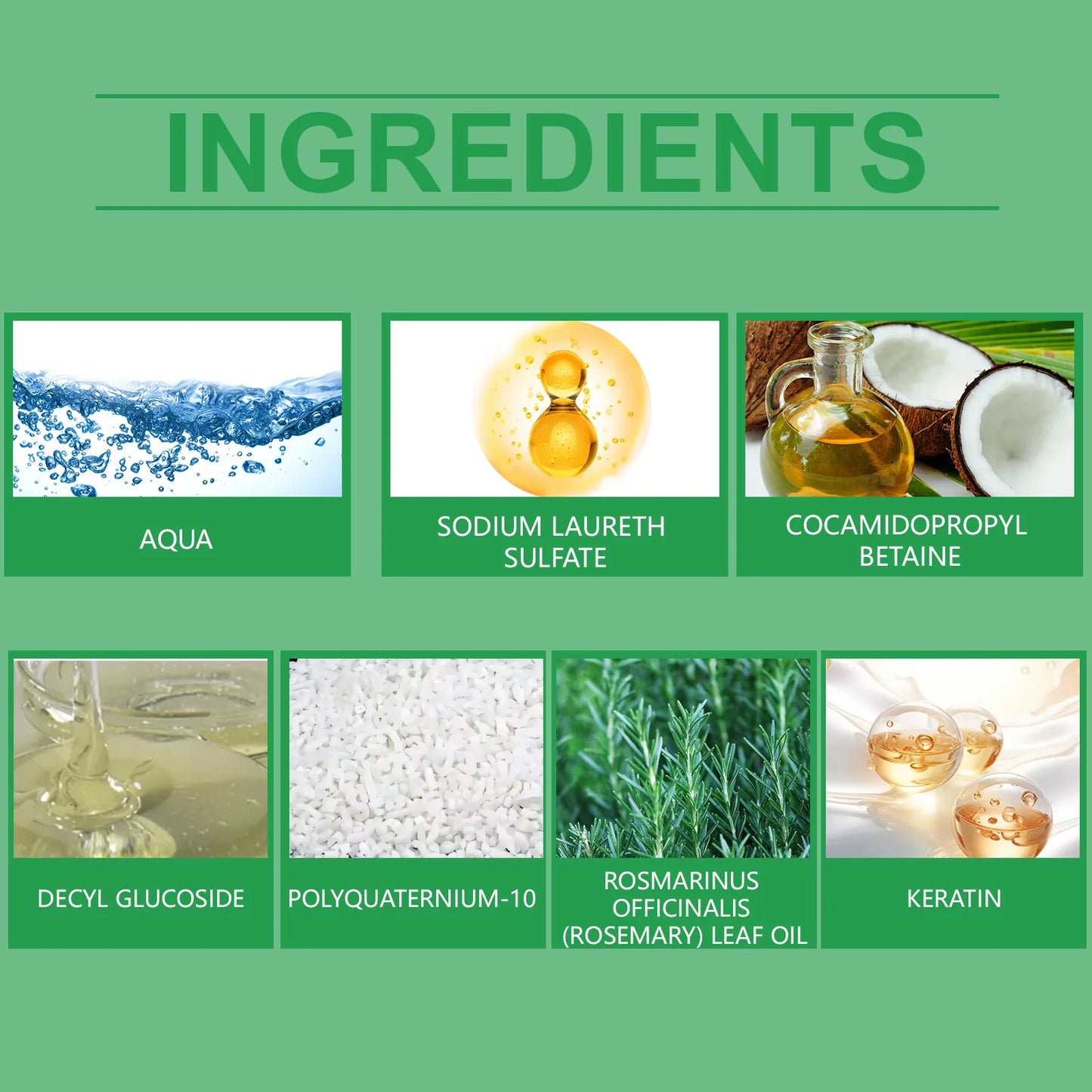 3pcs Rosemary Hair Growth Shampoo, Thickening Hydrolyzed Keratin Dry Frizzy, Damaged Repair Moisturizing Scalp Cleaning Shampoo.