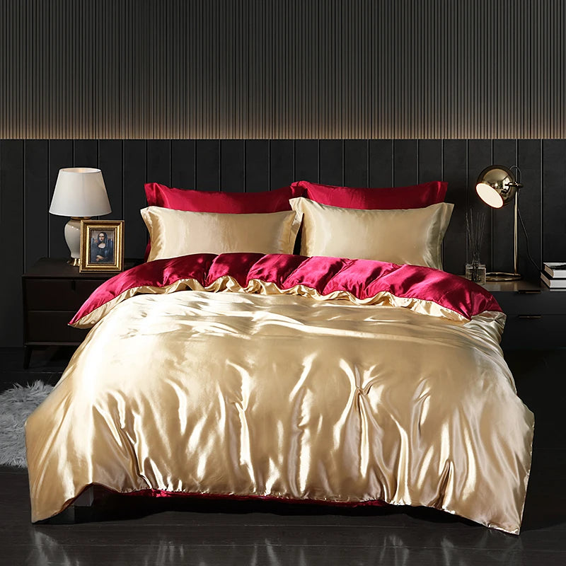 Luxury Satin  Bedding  With Fitted Sheet, Duvet Cover ,High End Bedding Sets