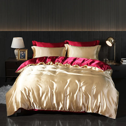 Luxury Satin  Bedding  With Fitted Sheet, Duvet Cover ,High End Bedding Sets