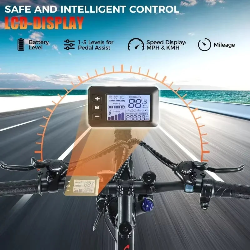 NEW Electric Bike for Adults Mountain Bike, 26" LCD Display, 21Speed