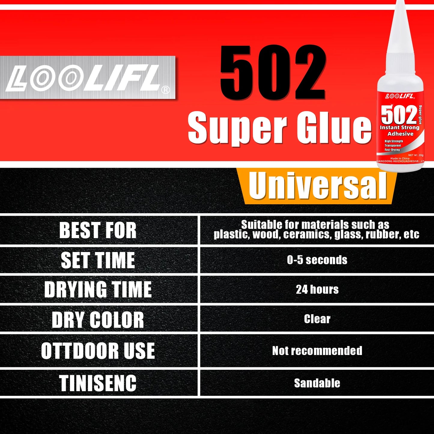 Hot Sell1-5pcs 502 Super Glue Instant Quick-drying  Adhesive, Leather, Rubber, Wood, Metal, Strong Bond Liquid Glue.