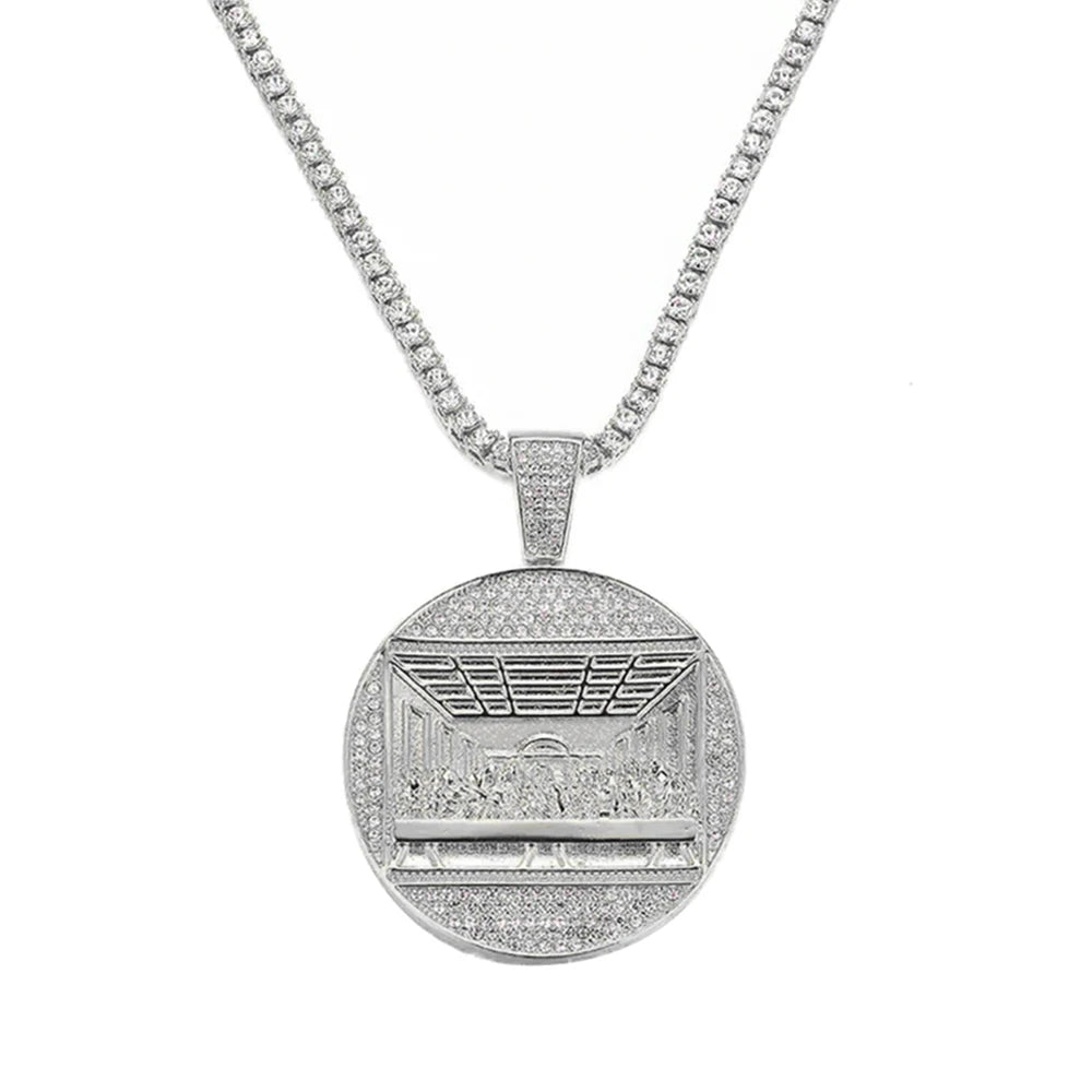 New Last Supper Pendant Chain Necklace, With 14mm Iced Out Fashion Hip Hop Men Charm Pendant.