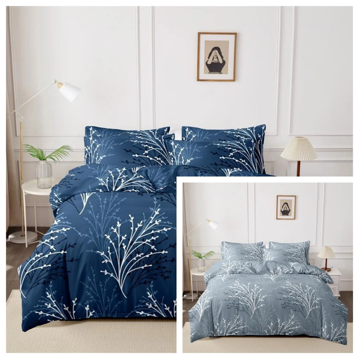 Queen Size Duvet Cover, with Flower Branch Design, High Quality Skin Friendly Quilt Cover.