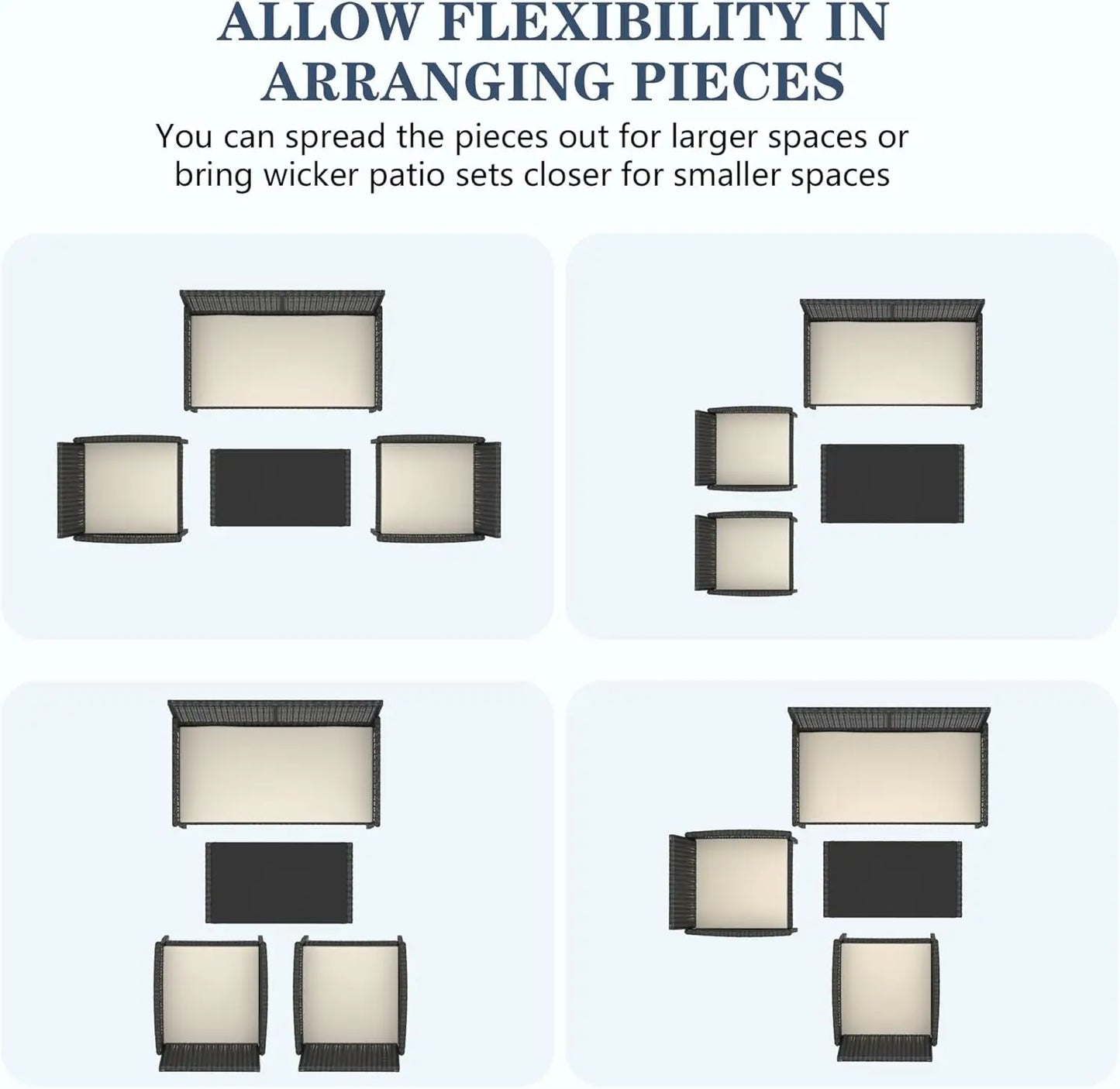 4 Pieces Patio Furniture Set, Outdoor Wicker Rattan Patio Conversation Furniture Set.