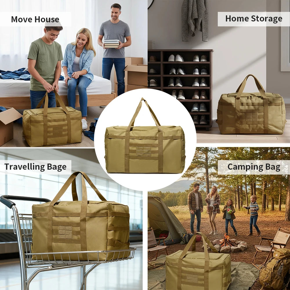 Large Duffle Bag (60L/90L Capacity Optional) - For Gear Load Out, Camping Storage, Deployment Cargo & Travel Sports Equipment.