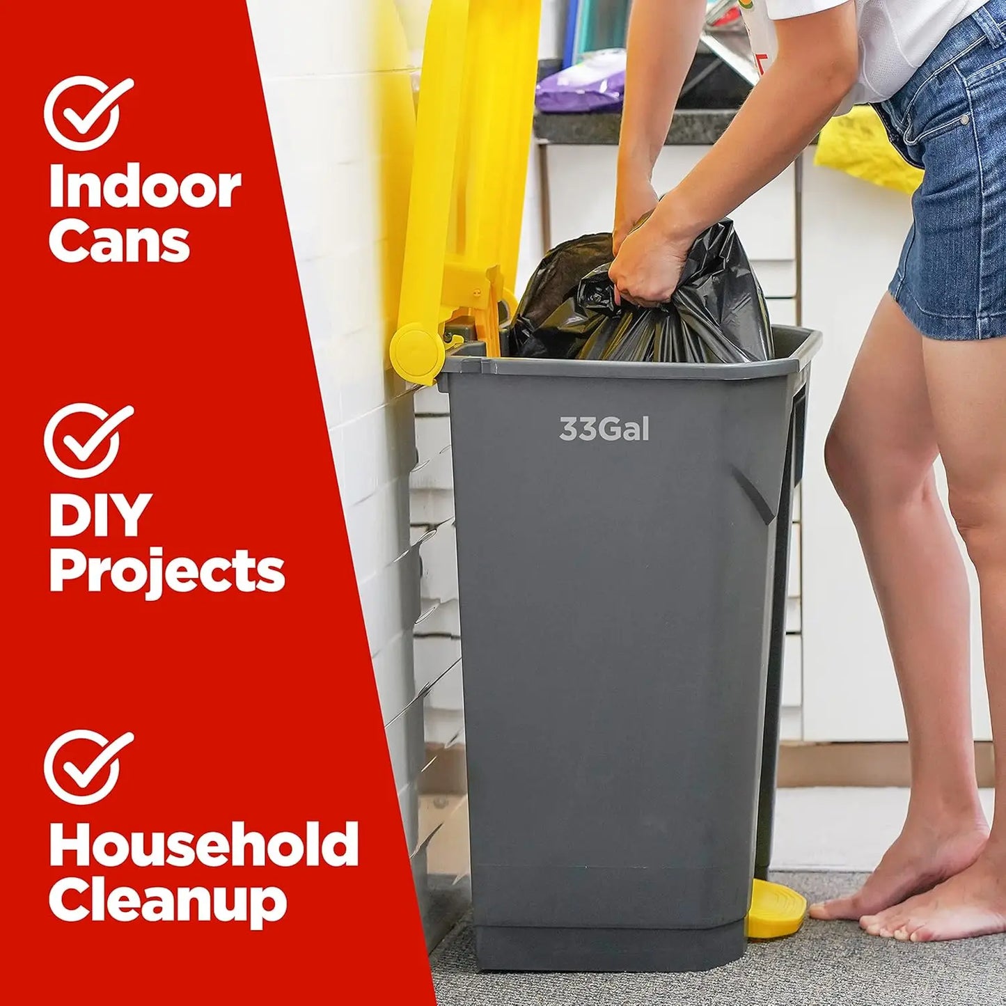 Heavy Duty 30-33 Gallon Trash Bags, 32 x 38" Black Garbage Bags (250 Count) - Made in USA.