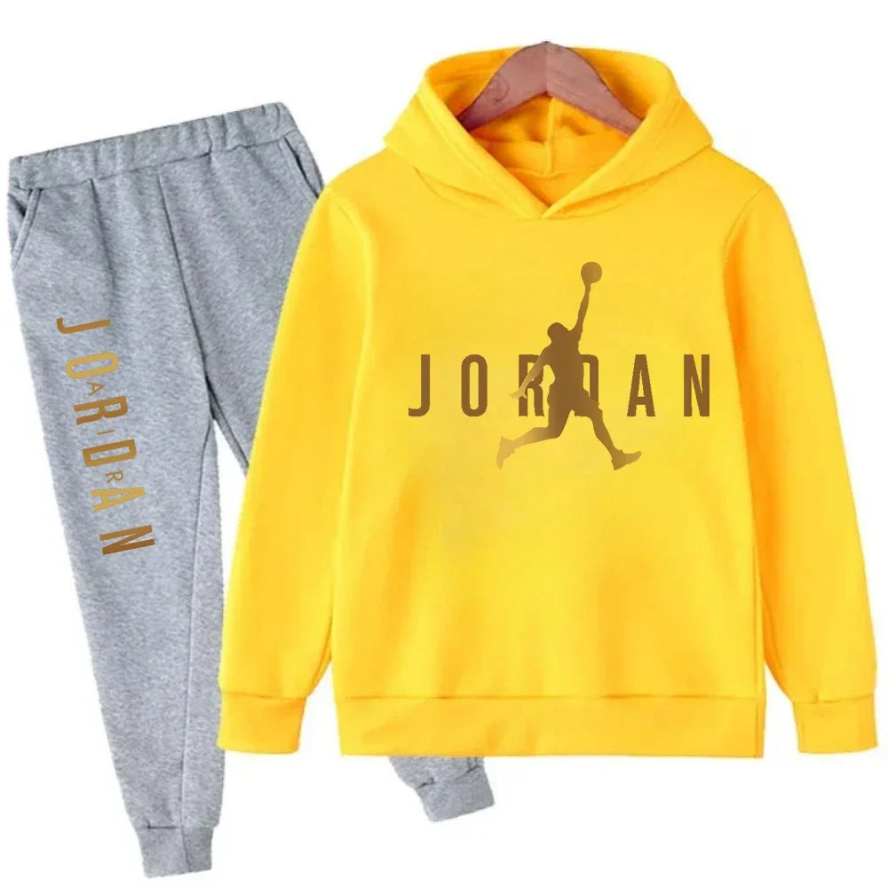 Warm Slam Dunk Master Pattern Printed Children Set, Hoodie+Pant Suit 2pcs Set.