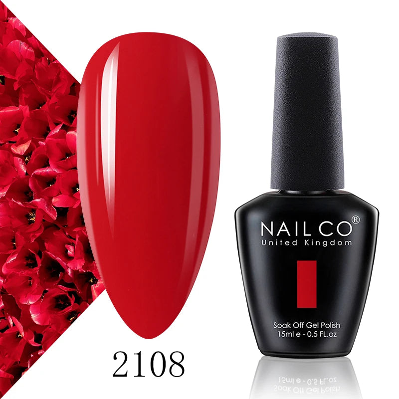 NAILCO 15ml Color Gel Nail Polish Soak Off, Hybrid Varnishes Manicure, UV&LED Nail Gel Semi Permanent Lacquer Base Top Coat.