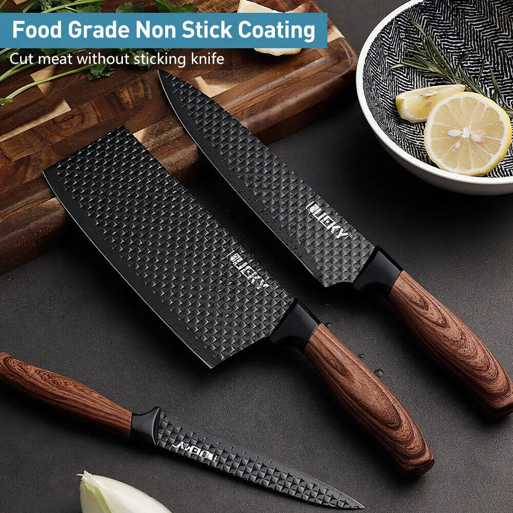 6pcs High Carbon Stainless Steel Knives, Handmade Forged Cleaver Chef Butcher Kitchen Knife, Wood Handle Chef Knife Cooking Tool.