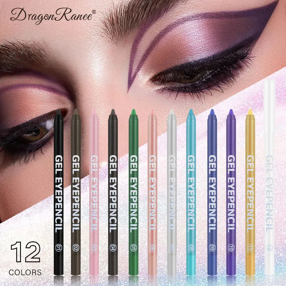 12 Colors Shine Pearlescent Eyeliner Pencil Waterproof Eyeliner Gel Pen