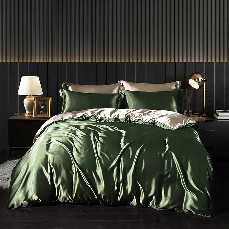 Luxury Satin  Bedding  With Fitted Sheet, Duvet Cover ,High End Bedding Sets