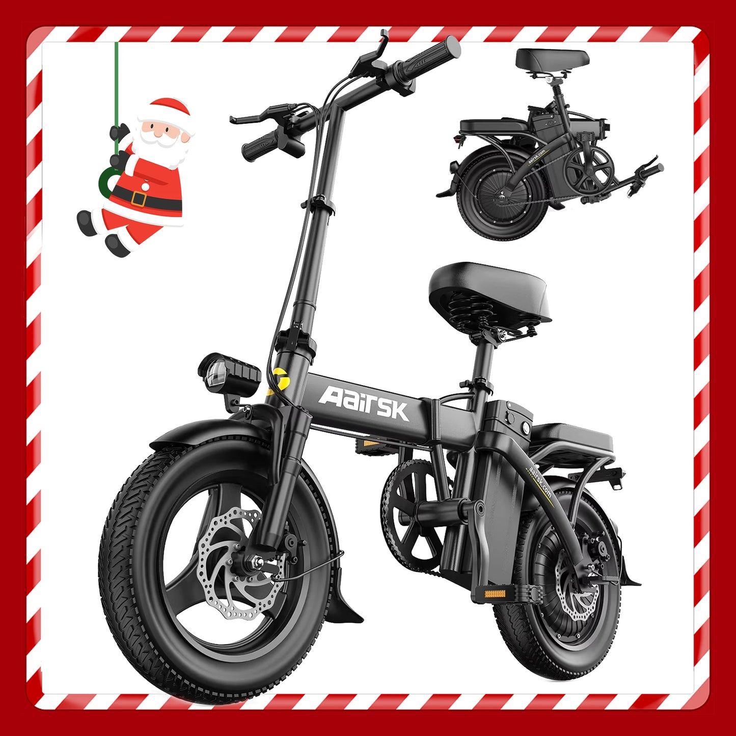 Peak 750W Electric Bikes Adult, 48V 480Wh Removable Battery, 20MPH Compact Folding With LCD Display, 20-30Miles Commute.