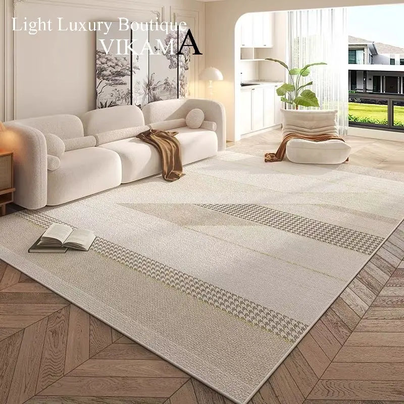 VIKAMA Cream Style Carpet, Living Room Superior Home Decoration, Easy Care Non-Slip Mat.