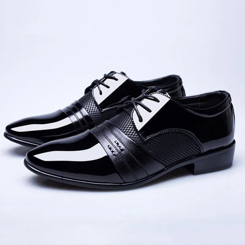 New British Men Leather Shoes, Classic Pointed Toe Formal.