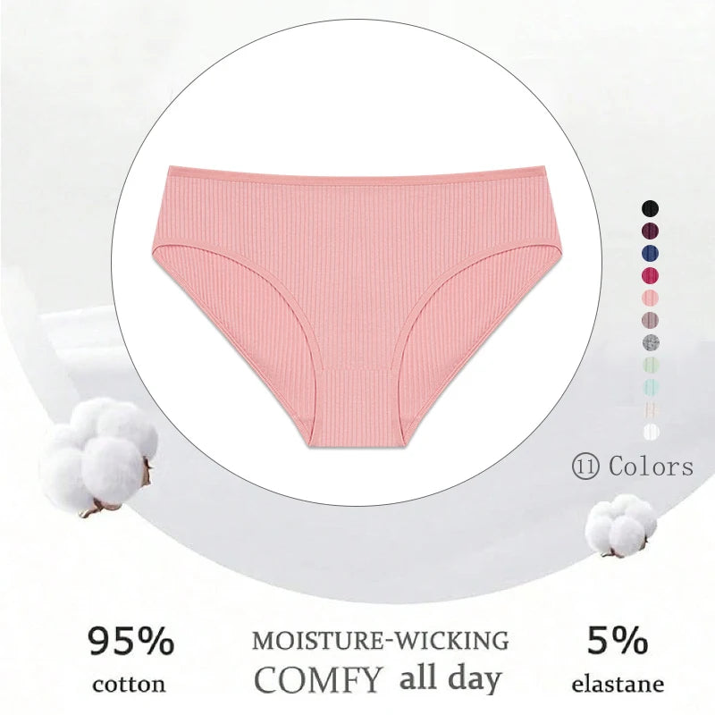 5PCS Women's Cotton Panties, Sexy Low Waist Briefs, Stretch Soft Underwear.