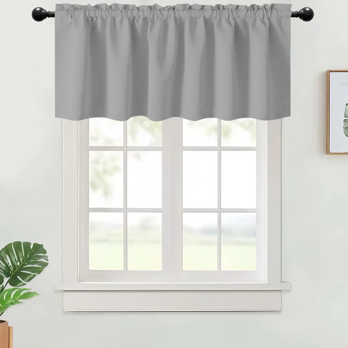 1PC, Valance Curtains Blackout Thermal Insulated Rod Pocket.