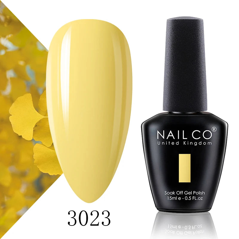 NAILCO 15ml Color Gel Nail Polish Soak Off, Hybrid Varnishes Manicure, UV&LED Nail Gel Semi Permanent Lacquer Base Top Coat.